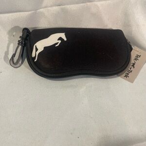 Black Sunglasses Case with White Horse Design